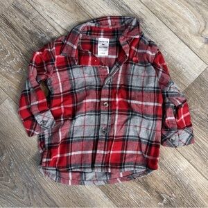 Carhartt Kids Red and Gray Plaid Button Down Shirt 6 months